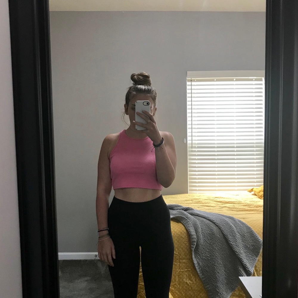 pink crop top
